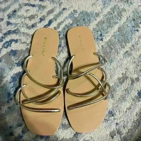 NEW BILLINI WINOLA SLIDES GOLD METALLIC SIZE 5 - Picture 2 of 3